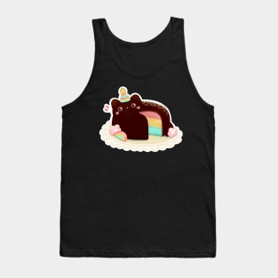 Rainbow Cat Celebration Chocolate Cake Tank Top